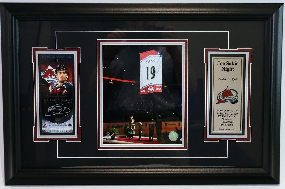 Joe Sakic Night Autographed Ticket Display with Photo & Engraved Plaque - JSA Ce