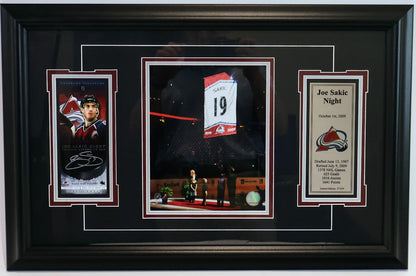 Joe Sakic Night Autographed Ticket Display with Photo & Engraved Plaque - JSA Ce