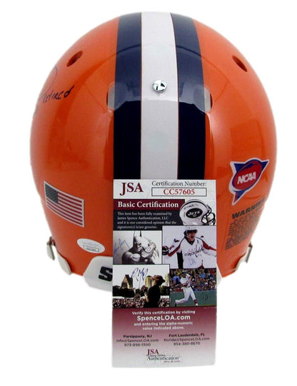 Joe Morris Syracuse Signed/Inscr Orange Full Size Authentic Helmet JSA 200956