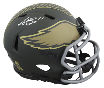 Eagles A.J. Brown Signed Salute to Service IV Speed Mini Helmet W/ Case BAS Wit