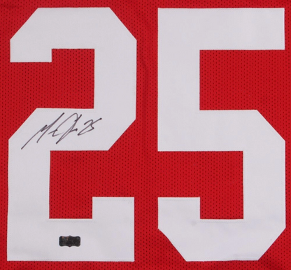 Autographed/Signed Melvin Gordon Wisconsin Red College Football Jersey JSA COA
