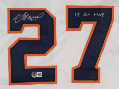Jose Altuve Houston Signed White Baseball Jersey 17 AL MVP BAS