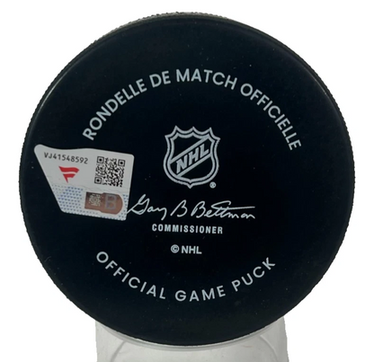 Nathan MacKinnon Autographed/Signed Colorado Avalanche Logo Puck Fanatics 48898
