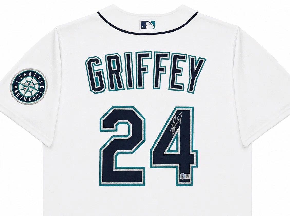 Seattle Mariners Ken Griffey Jr. Signed White Nike Jersey Size L Beckett Witness
