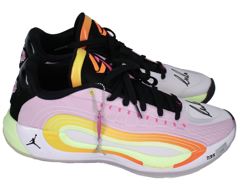 Luka Doncic Autographed Jordan Brand Luka 4 "Gone Fishing" Shoes Panini LE 25