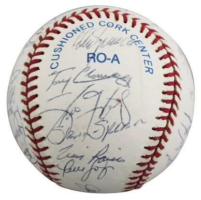 1998 Yankees (31) Torre, Rivera, Raines Signed WS Logo OML Baseball BAS #AE13971