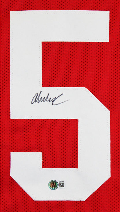 Abdul Carter Authentic Signed Red Pro Style Jersey Autographed BAS Witnessed