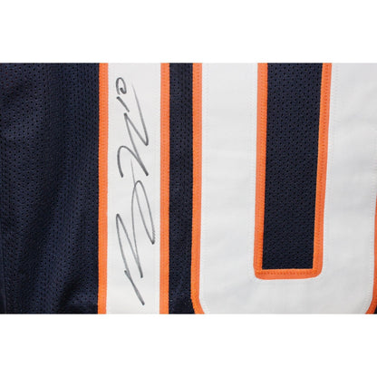 Bo Nix Autographed/Signed Pro Style sz XL Blue Jersey Beckett Witness 51396