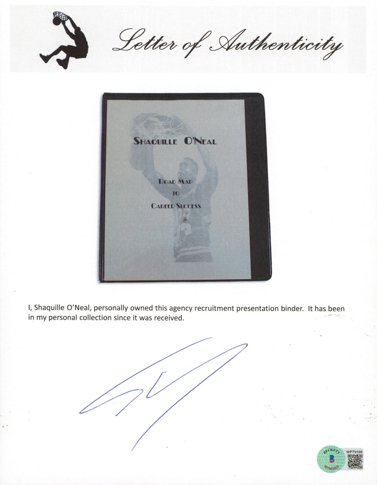 Shaquille O'Neal Signed 1988 Agency Road Map Presentation Binder Letter BAS