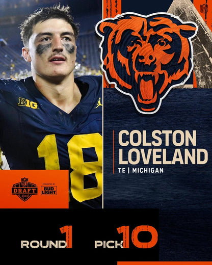 Colston Loveland Signed Bears Mini Helmet (JSA COA) 2025 1st Round Draft Pck T.E