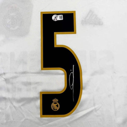 Framed Autographed/Signed Zinedine Zidane 35x39 Real Madrid White Jersey BAS COA