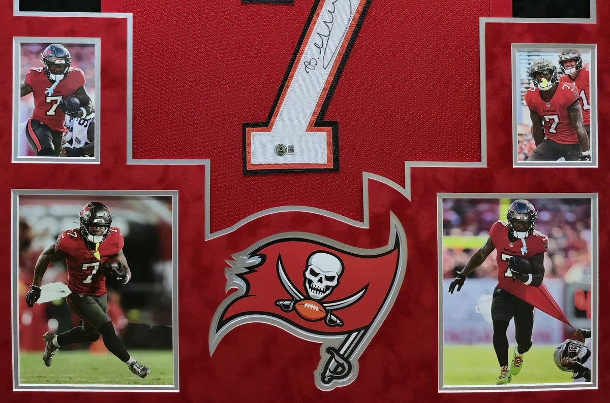 SUEDE FRAMED TAMPA BAY BUCCANEERS BUCKY IRVING AUTOGRAPHED JERSEY BECKETT HOLO