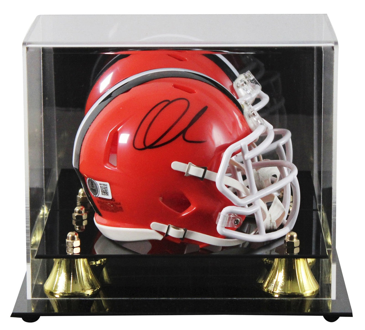 Browns Quinshon Judkins Authentic Signed Speed Mini Helmet W/ Case BAS Witnessed