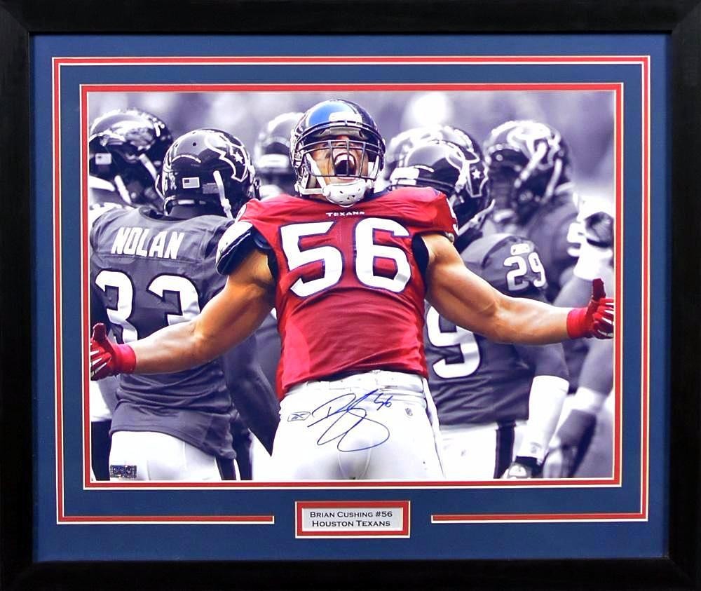 BRIAN CUSHING AUTOGRAPHED HOUSTON TEXANS 16x20 FRAMED PHOTO COA