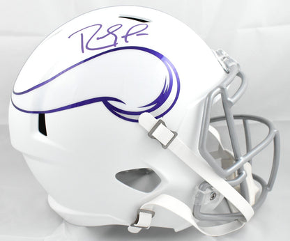 Randy Moss Autographed Vikings F/S Alt 2024 Speed Helmet -Beckett W Holo *Purple