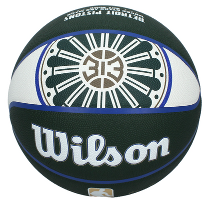 Ausar Thompson Autographed Detroit Pistons City Edition Wilson Basketball Panini