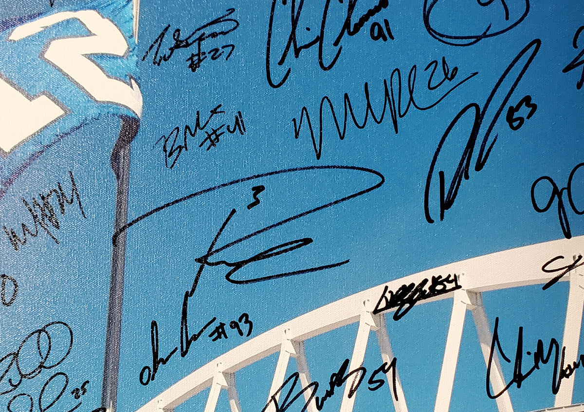 SEAHAWKS SB CHAMP AUTOGRAPHED FRAMED 20X30 CANVAS 42 SIGS WILSON & LYNCH 94470