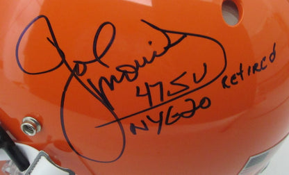 Joe Morris Syracuse Signed/Inscr Orange Full Size Authentic Helmet JSA 200956