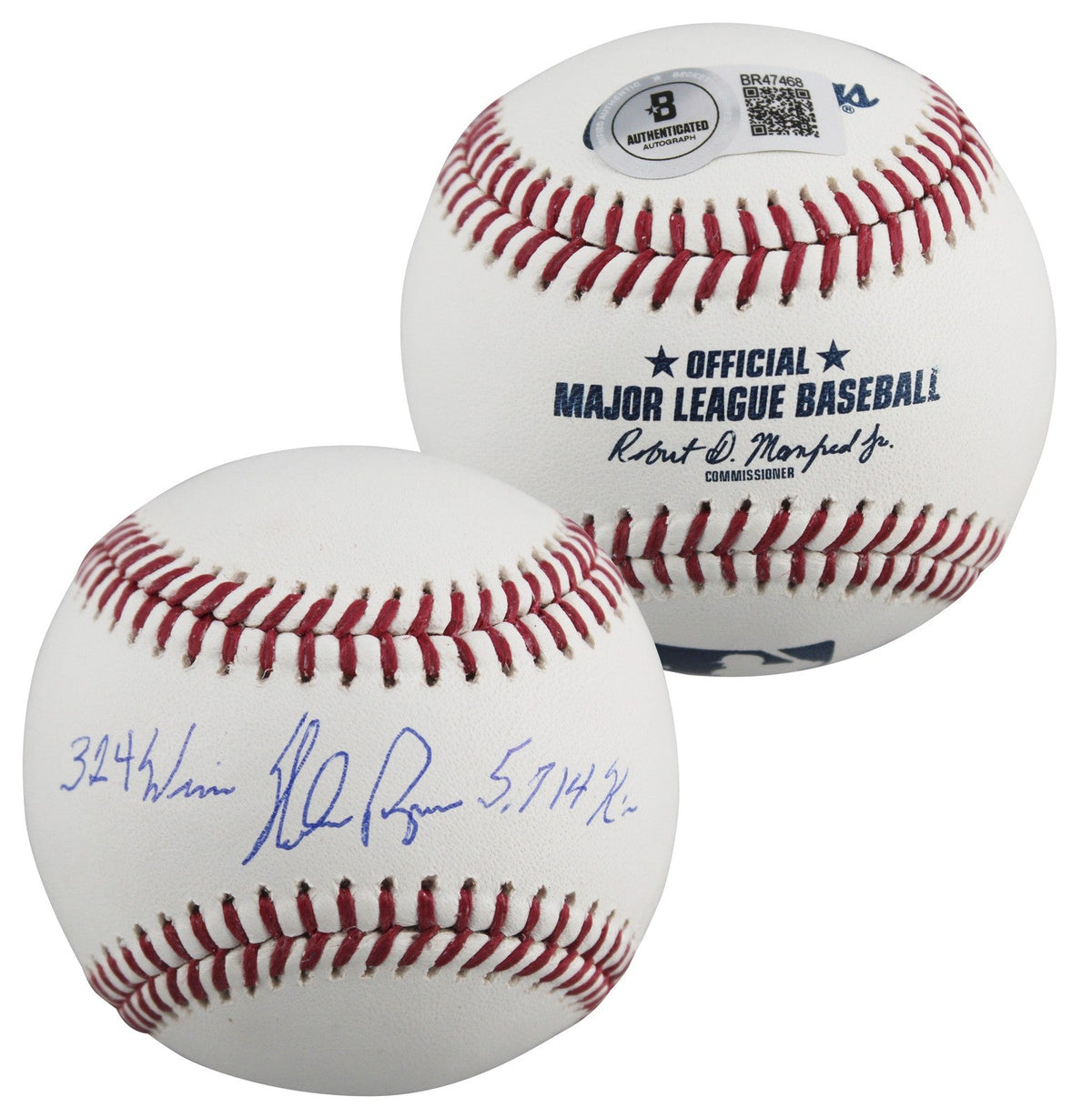 Rangers Nolan Ryan "5714 K's, 324 Wins" Authentic Signed Oml Baseball BAS