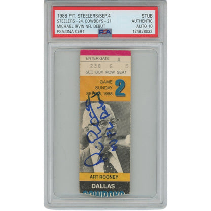 Michael Irvin Autographed/Signed Dallas Cowboys Ticket Stub NFL Debut PSA 51810