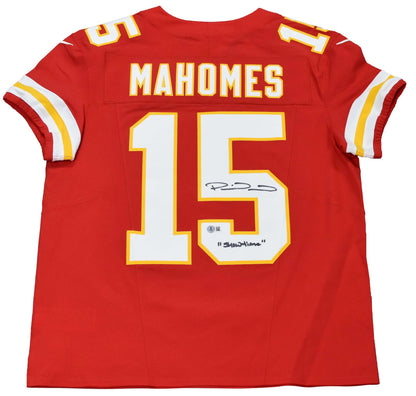 PATRICK MAHOMES SIGNED KANSAS CITY CHIEFS #15 RED NIKE ELITE JERSEY W/ SHOWTIME
