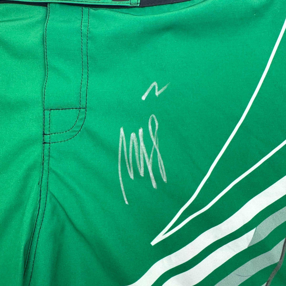 Autographed/Signed Khamzat Borz Chimaev Venom UFC MMA Green Trunks PSA/DNA COA