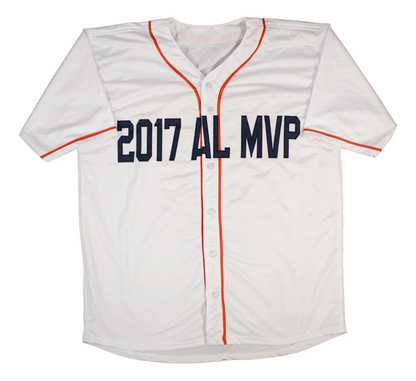 Jose Altuve Houston Signed White Baseball Jersey 17 AL MVP BAS