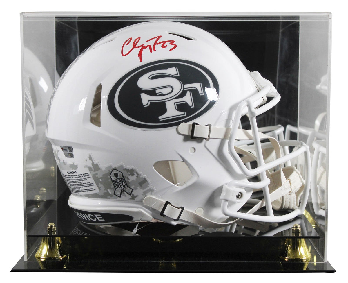 49ers Christian McCaffrey Signed STS III F/S Speed Proline Helmet W/ Case Fan