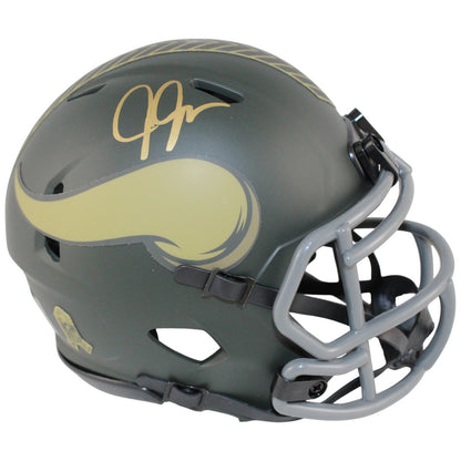 Justin Jefferson Autographed Minnesota Vikings STS Mini Helmet Beckett WIT 52882