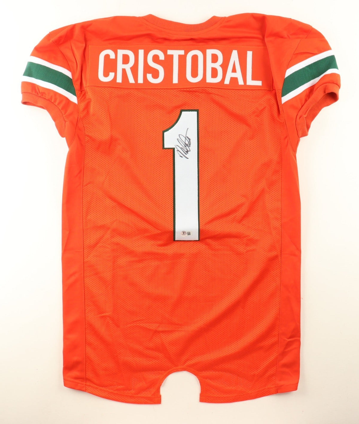 Mario Cristobal Signed Miami Hurricanes Jersey (Beckett) Current Head Coach
