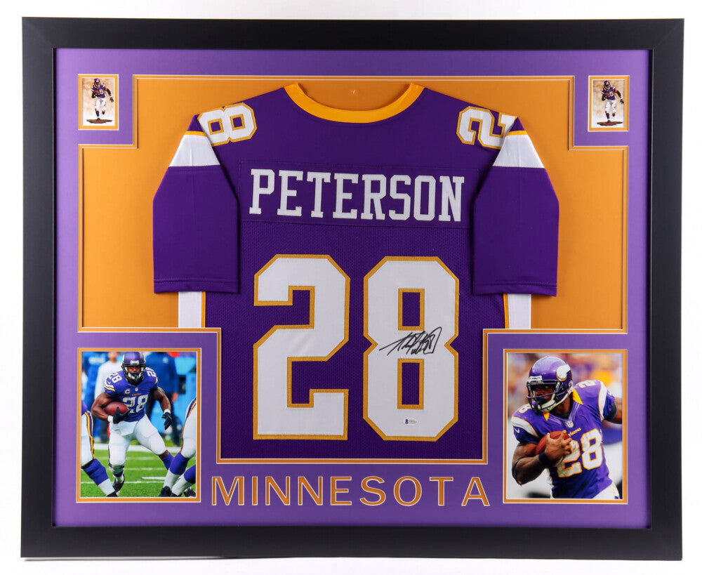 Adrian Peterson Signed Minnesota Vikings 35"x 43" Framed Jersey (Beckett)
