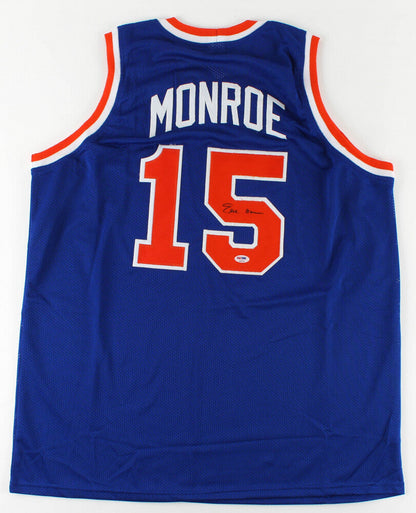 Earl Monroe Signed Knicks Jersey (PSA COA) 4xNBA All-Star / 1973 World Champs