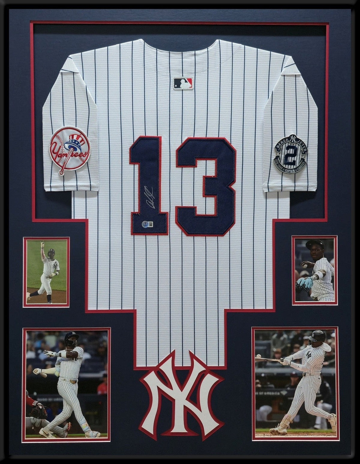 FRAMED N.Y. YANKEES JAZZ CHISHOLM JR AUTOGRAPHED SIGNED INSC JERSEY BECKETT HOLO