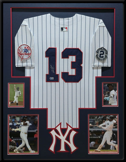 FRAMED N.Y. YANKEES JAZZ CHISHOLM JR AUTOGRAPHED SIGNED INSC JERSEY BECKETT HOLO
