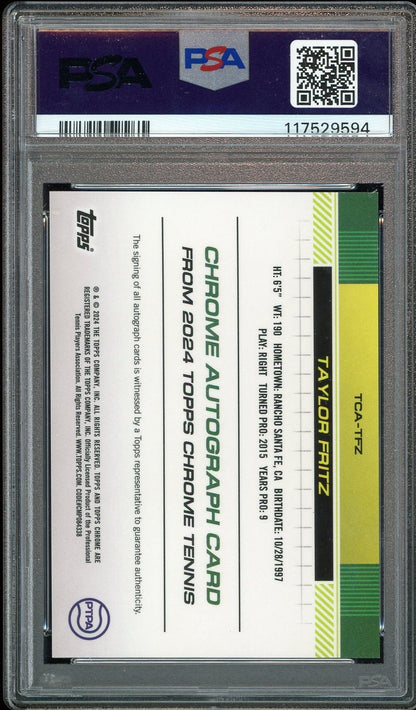 2024 Topps Chrome Sapphire Tennis #TFZ Taylor Fritz Auto PSA 10 GEM MINT