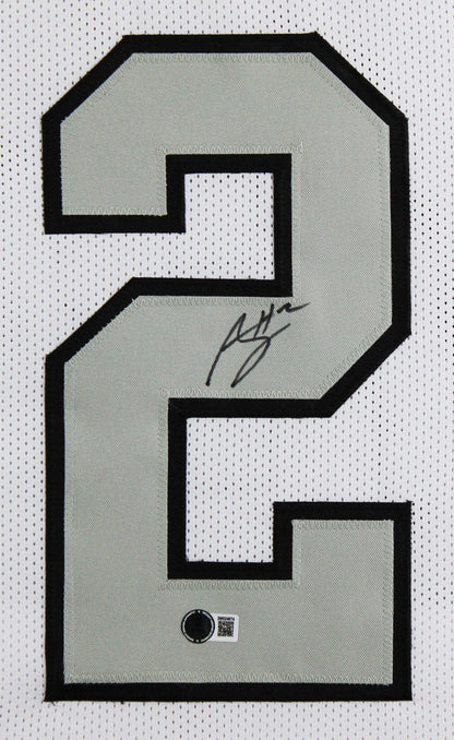 Ashton Jeanty Authentic Signed White Color Rush Pro Style Framed Jersey BAS Wit