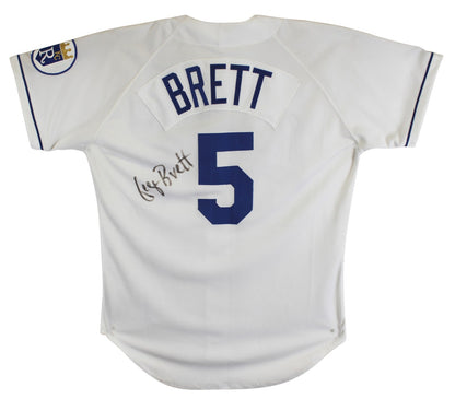 Royals George Brett Authentic Signed White Russell Athletic Jersey BAS #BU55013