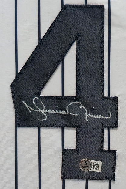 FRAMED N.Y. YANKEES MARIANO RIVERA AUTOGRAPHED SIGNED INSC JERSEY BECKETT HOLO