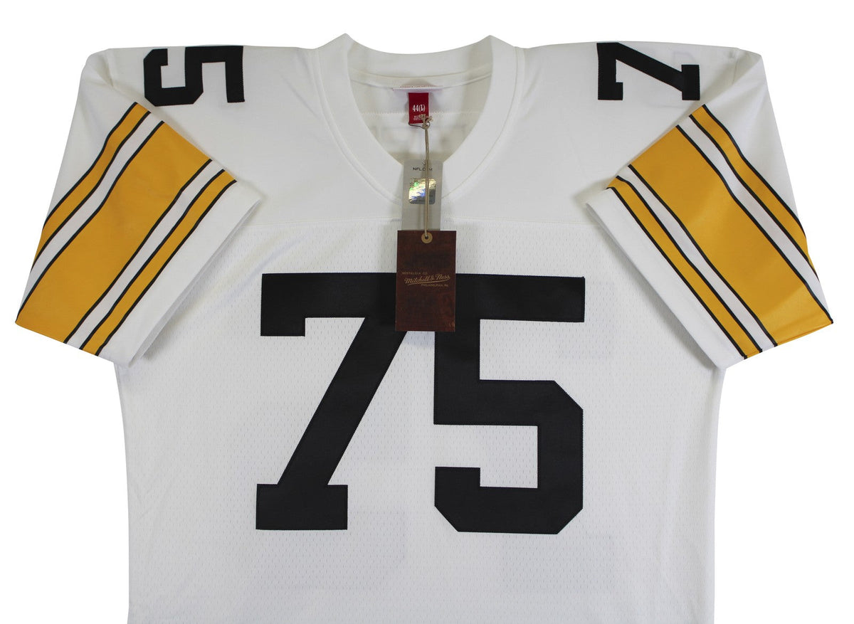 Steelers Joe Greene "Career Stat" Signed White M&N TB Jersey BAS Wit #3W142112