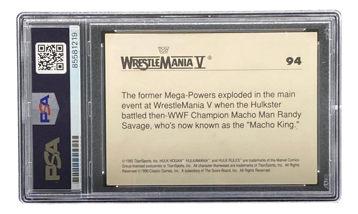 Hulk Hogan Signed 1990 Classic WWF Wrestlemania #94 Trading Card PSA
