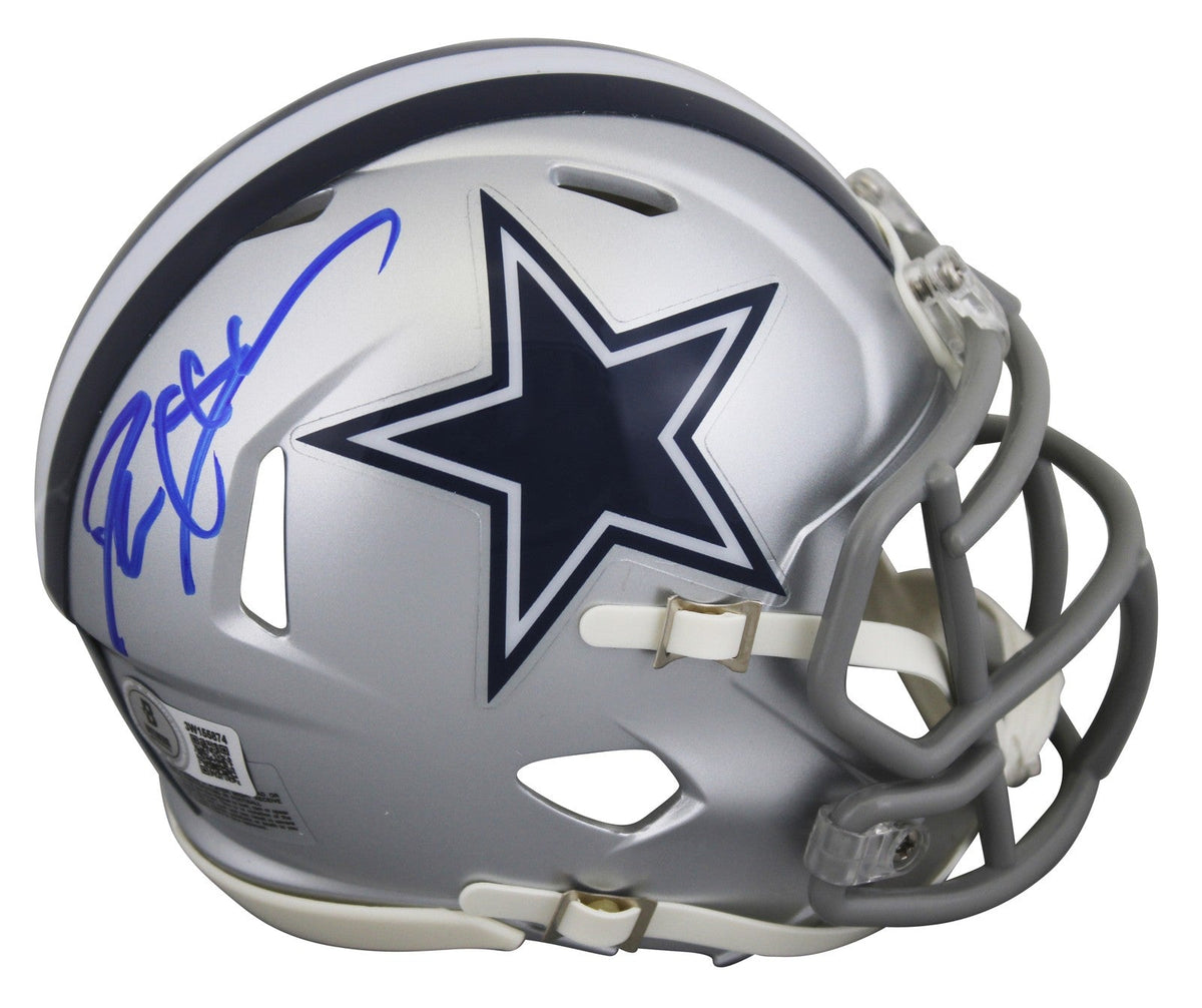 Cowboys Deion Sanders Authentic Signed Silver Speed Mini Helmet w/ Case BAS Wit