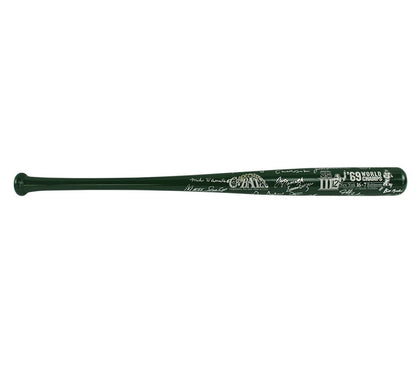 1969 New York Jets Alumni Signed Cooperstown '69 World Champs SB Green Bat