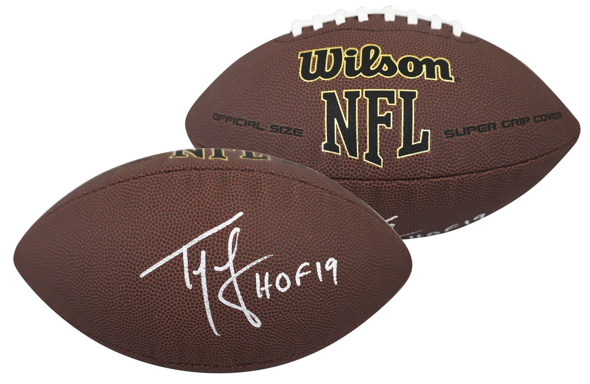Patriots Ty Law "HOF 2019" Signed Wilson Super Grip Football W/ Case BAS Witness
