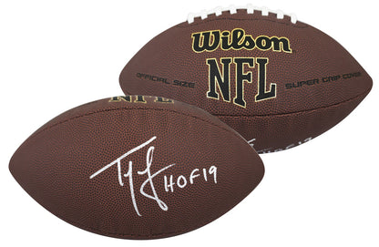 Patriots Ty Law "HOF 2019" Signed Wilson Super Grip Football W/ Case BAS Witness