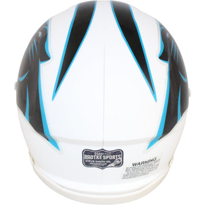 Steve Smith Autographed Carolina Panthers Mini Helmet Flat White Radtke 53148