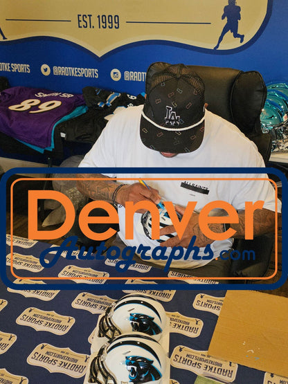 Steve Smith Autographed Carolina Panthers Mini Helmet Flat White Radtke 53148