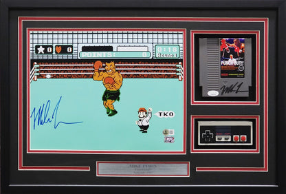 Mike Tyson Dual Auto Framed Punch-Out!! Cartridge & 11x14 Photo Collage NES JSA