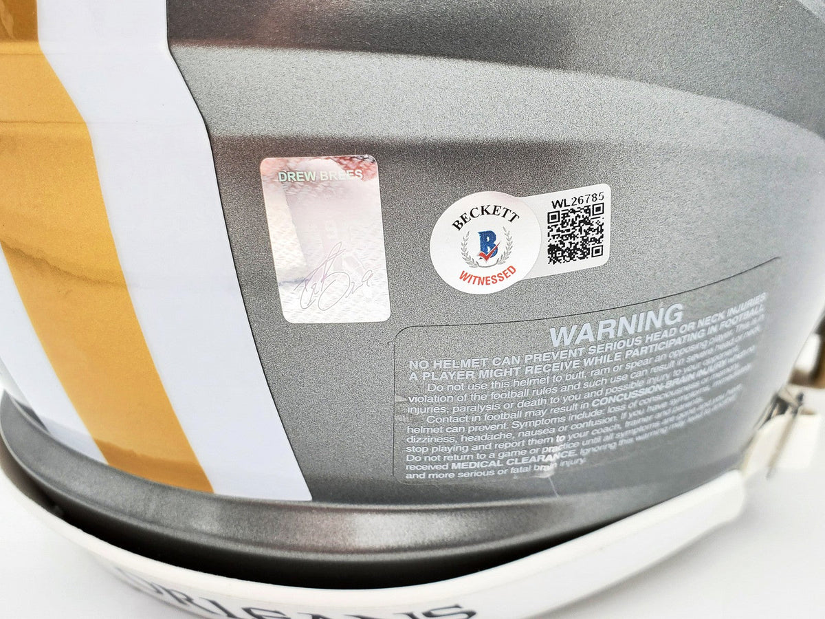 Drew Brees Auto Saints Flash Silver Full Size Auth Speed Helmet SB XLIV MVP BAS