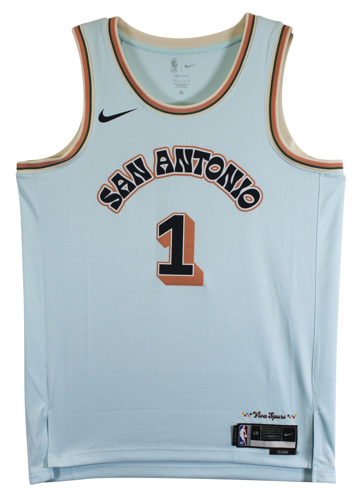 Spurs Victor Wembanyama Signed 2024 Light Blue Nike City Edition Jersey Fanatics