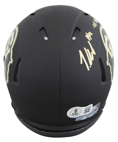Colorado Travis Hunter "24 Heisman" Signed Black Speed Mini Helmet BAS Witnessed